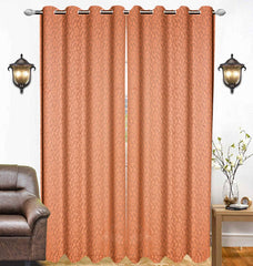 Kuber Industries Cotton 2 Pieces 7 Feet Eyelet Door Curtain (Peach)-CTKTC028597