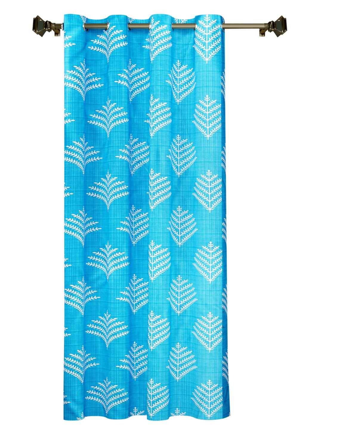 Kuber Industries Leaf Printed Home Décor Door Curtain with 8 Eyelet, 7 Feet (Blue)-HS43KUBMART25590