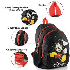 Kuber Industries Polyester Waterproof Disney Mickey Mouse Print Backpack|Sturdy School Bag For Kids,14 Inch (Black)