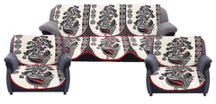 Kuber Industries Cotton Flower Design Reversible 5 Seater Sofa Cover Set (Cream, Maroon, Standard) -CTKTC29680 - 6 Pieces