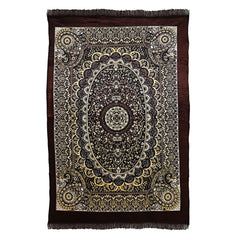 Kuber Industries Carpet|Water Absorption Kalamkari Paisley Pattern Floor Mat|Velvet Sitting Carpet for Hall, Living Room, 5x7 Feet (Brown)