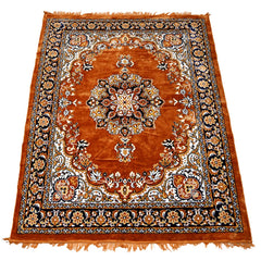 Heart Home Heavy Floral Design 3 x 5 Feet Superfine Velvet Carpet|Rug|Living Room|Bedroom|Hall (Gold)-HS_38_HEARTH20960