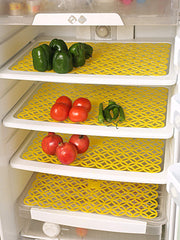 Kuber Industries Circle Design 6 Piece PVC Refrigerator Mat Set - Yellow