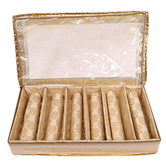 Kuber Industries Brocade Cloth Bangle Box|6 Rods & Durable Material|Transparent Window Design|Size 47 x 28 x 7 (Gold)