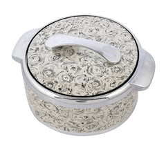 Kuber Industries Designer Inner Steel Casserole with Lid, 2000ml- Pack of 2 (Brown)-HS42KUBMART25019