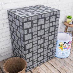 Heart Home Washing Machine Cover | Big Check Washing Machine Cover | Soft PVC | Top Load Semi-Automatic Washing Machine Cover | Gray