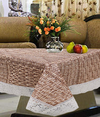 Kuber Industries Checkered Design PVC 4 Seater Center Table Cover (Brown) -CTKTC030295