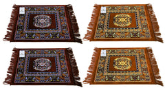 Kuber Industries 4 Pieces Velvet Prayer Mat/Aasan/Pooja Mat/Meditation Mat/Multipurpose Velvet Rug Mat 2 Ft X 2 Ft (Brown & Gold) CTKTC33972
