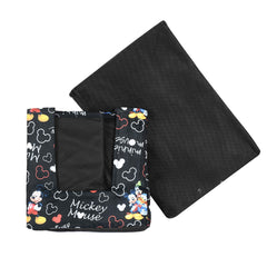 Kuber Industries Disney Mickey Print Non-Woven Fabric 3 Pieces Foldable Cloth Storage Boxes Organizer for Wardrobe With Handle (Black)-KUBMART16073