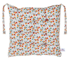 Heart Home Flower Printed Microfiber Square Chair Pad Seat Cushion for Rocking Chair, Office Chair, Dinning Chair, Indoor/Outdoor with Ties, 18 * 18 Inch (White)