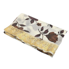Heart Home 40"x60" Flower Design PVC Waterproof & Antislip Center Table Cover for 4 Seater (Cream)