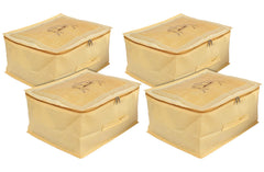 Heart Home Doli Printed Non-woven Underbed, Strorage Organizer With Transparent Window- Pack of 4 (Gold)-50HH01814