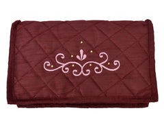 Kuber Industries Embroidery Design Satin Jewellery Pouch Cum Makeup Kit (Maroon) - KUBMART02514