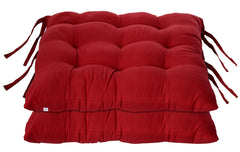 Heart Home Microfiber Square Chair Pad/Cushion for Office, Home or Car Sitting with Ties-Pack of 2, 18 * 18 Inch (Maroon) (Model: HS_37_HEARTH020859)