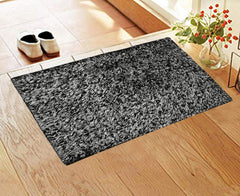 Kuber Industries CTKTC33439 Shaggy Microfibre Anti Slip Door Mat (16"x24", Black and Sky Blue) -4 Pieces