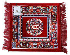Kuber Industries 4 Pieces Velvet Prayer Mat/Aasan/Pooja Mat/Meditation Mat/Multipurpose Velvet Rug Mat 2 Ft X 2 Ft (Red & Maroon) CTKTC33988, Standard