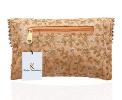 Kuber Industries Women's Handcrafted Embroidered Clutch/Purse (CTKTC034518, Peach)