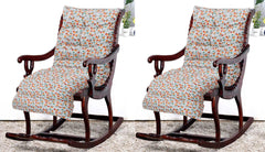 Kuber Industries Flower Printed Microfiber Back & Seat Cushion for Indoor/Outdoor Patio Chair, Rocking Chair, Office Chair, Reclining Chairs with Ties, 18 * 46 Inch- Pack of 2 (White)