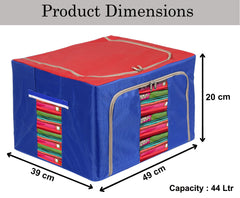 Kuber Industries Steel Frame Storage Box/Organizer For Clothing, Blankets, Bedding With Clear Window, 44Ltr.- Pack of 2 (Red & Blue)-44KM0299
