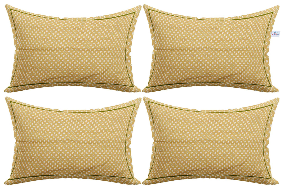 Heart Home Rhombus Design Cotton Pillow Covers, 18 x 28 inch, Set of 4 (Brown)