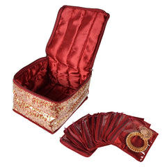 Kuber Industries Laminated Leaf Design Jewellery Organizer With 10 TranasparentPouches Pack of 2 (Maroon)-HS_38_KUBMART21003