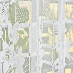 Heart Home Flower Print Home Decor Cotton Door Curtain with 8 Eyeletss, 7 Feet Pack of 2 (White)-50HH01049