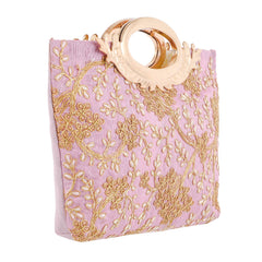 Kuber Industries Embroidered Silk Clutch Ladies Handbag (Peach) - CTKTC42094