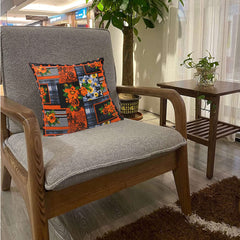 Heart Home Cushion Cover|Sofa Cushion Covers|Floral Print Sitting Cushion Cover|Cotton Cushion Filler|16x16 Inch|Set of 5 (Orange)