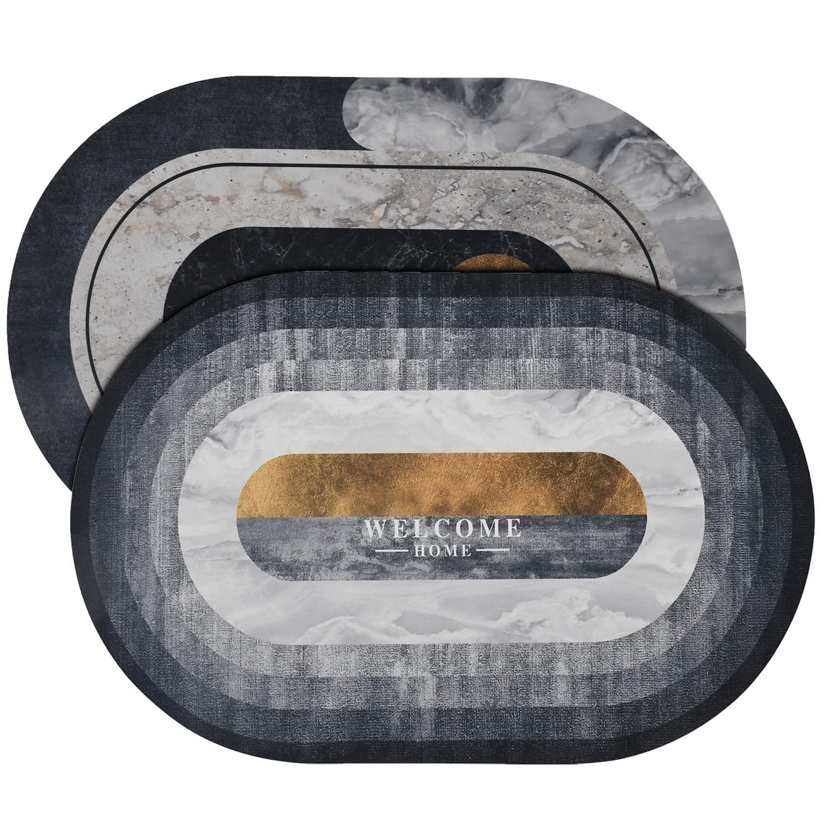Kuber Industries Doormat|Doormat for Door Entrance|Doormats for Rooms|Doormat for Home|Memory Foam Welcome Home Doormat|Pack of 2 (White & Grey)