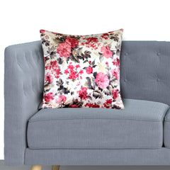 Heart Home Set of 2 Decorative Velvet Throw Pillows Covers for Couch Bed Sofa, Soft Cushion Case with Flower Design, 24x24 Inches (Cream), Full (HS_36_HEARTH018352)