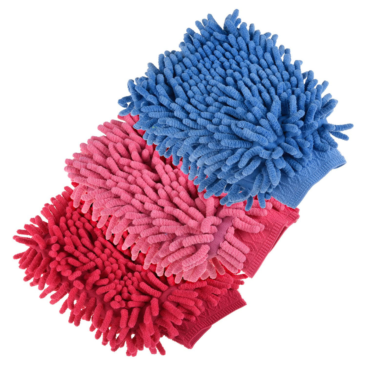Kuber Industries Chenille Mitts|Microfiber Cleaning Gloves|Inside Waterproof Cloth Gloves|100 Gram Weighted Hand Duster|Chenille Gloves for Car|Glass|Pack of 3 (Multicolor)