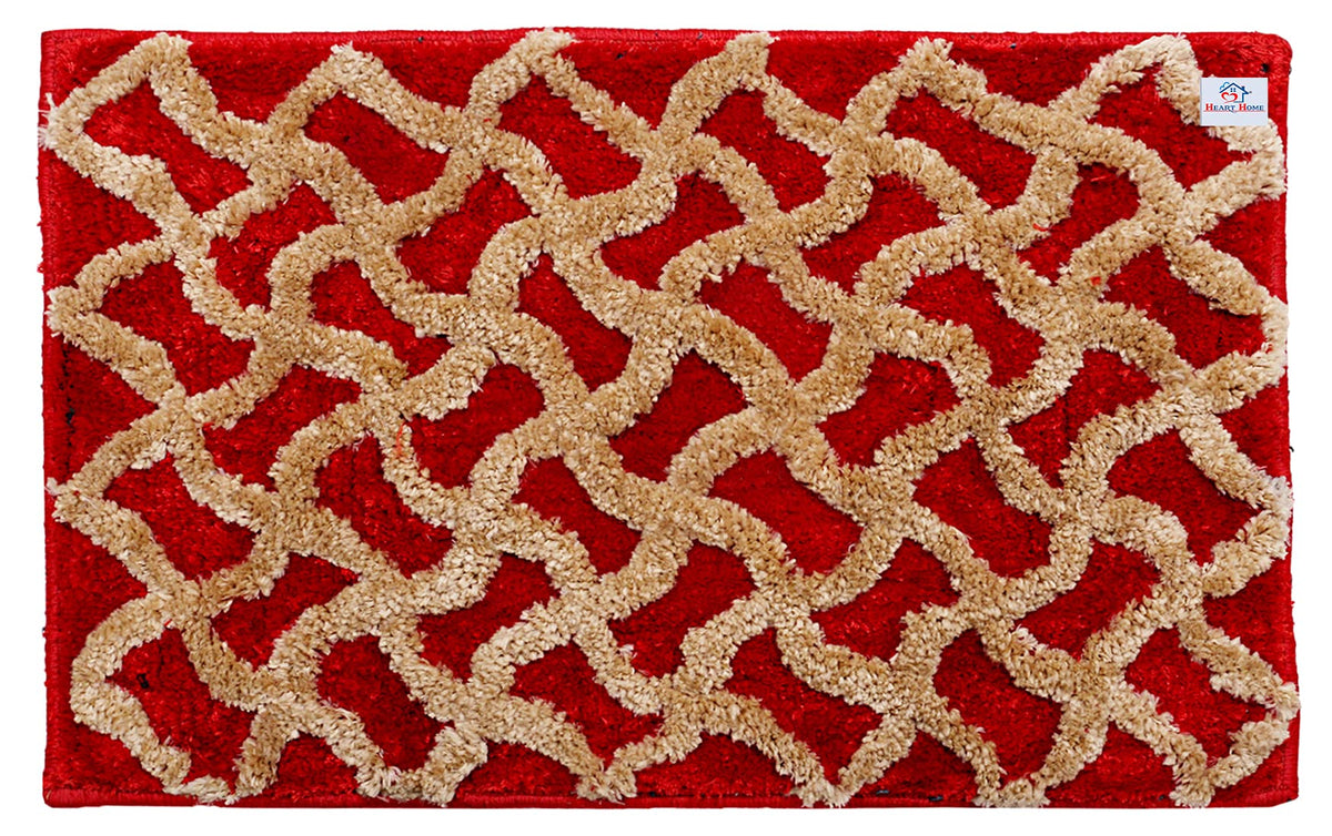 Heart Home Soft, Lightweigth, Washable, Non Slip Doormat Entrance Rug Dirt Trapper Mat Shoes Scraper for Entry, Patio, Porch (Red)