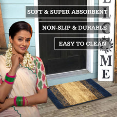 Kuber Industries Door Mat | Soft Shaggy Door Mat | Super Absorbent Cotton Floor Mat | Bath Mat for Indoor & Outdoor | Door Mat for Entryway| Green