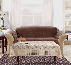 Kuber Industries Floral Printed Cotton 4 Seater Center Table Cover,40"x60" (Gold)-44KM013