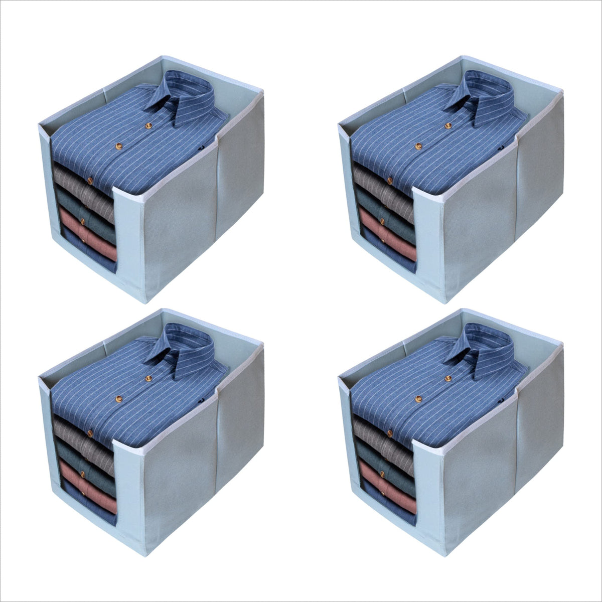 Kuber Industries Non-Woven 4 Pieces Shirt Stacker Wardrobe Organizer (Grey)-CTKTC25721
