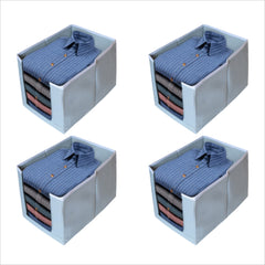 Kuber Industries Non-Woven 4 Pieces Shirt Stacker Wardrobe Organizer (Grey)-CTKTC25721