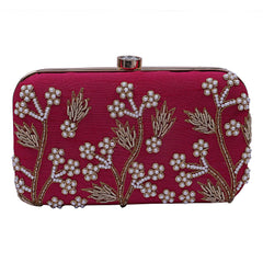 Kuber Industries Velvet 1 Piece Women’s Clutch Purse (Pink) -CTKTC7203