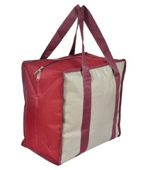 Kuber Industries Small Size Canvas Shopping Bags for Carry Milk Grocery Fruits Vegetable with Reinforced Handles jhola Bag-Pack of 2 (Maroon & Grey)