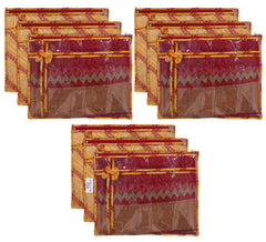 Heart Home Bandhani Print PVC Foldable Single Saree Cover|Clothes Storage For Saree, Lehenga, Suit With Transparent Pack of 9 (Yellow)