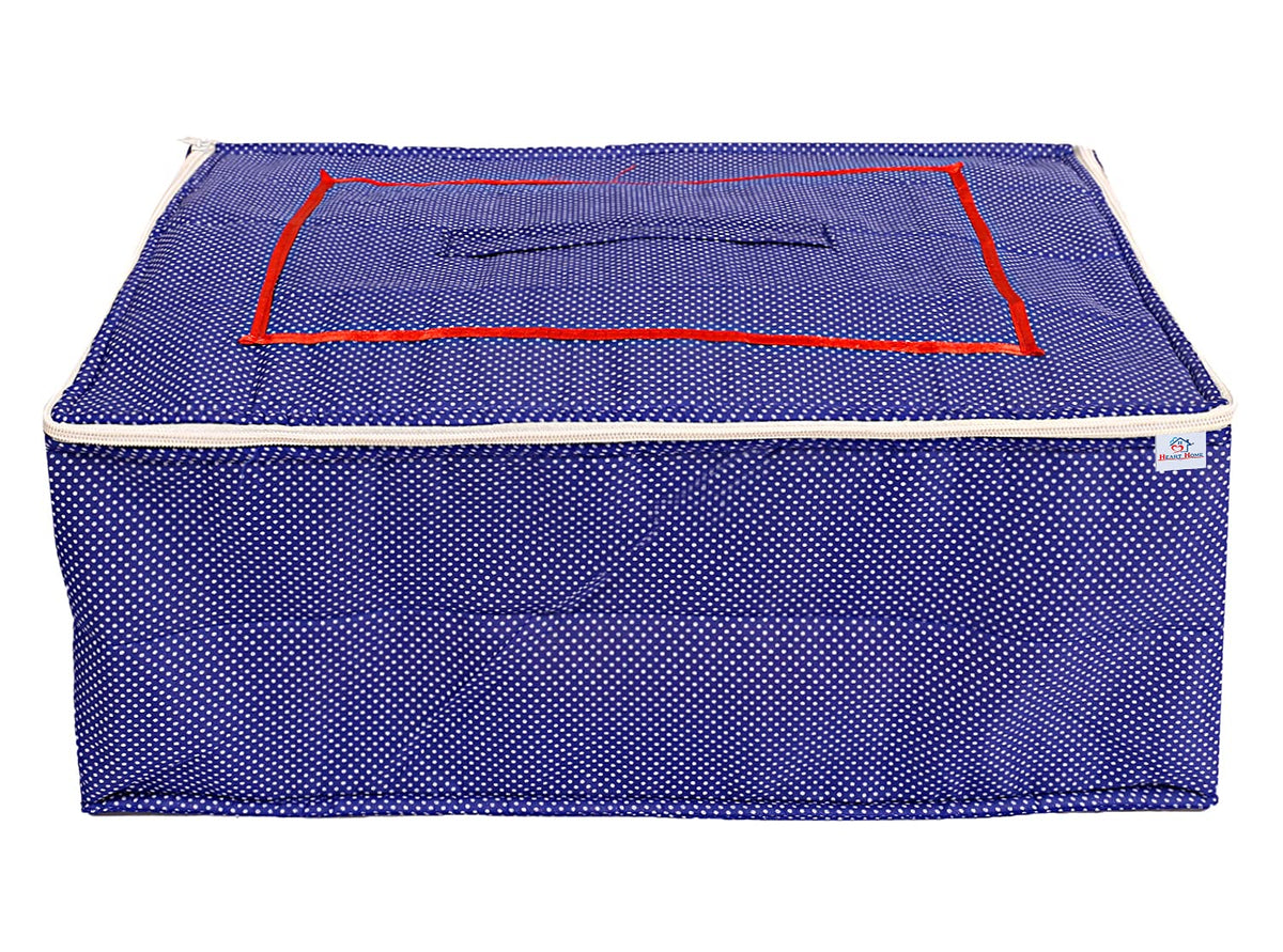 Heart Home Dot Printed Cotton Saree Cover, Clothes Organiser For Wardrobe, Storage Bag, Regular Clothes Storage Bag With Handle on Top(Blue)-HS_38_HEARTH20961