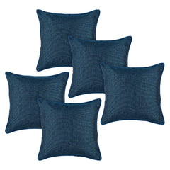 Kuber Industries Cushion Cover | Sofa Cushion Covers | Square Cushion Covers | Jute Cushion Covers | Couch Cushion Covers | Set of 5 | 16 Inch | Blue