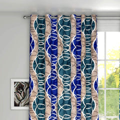 Heart Home Circle Printed 7 Feet Privacy Protection Door Curtain Patio Door Curtain with 8 Eyelet (Brown)