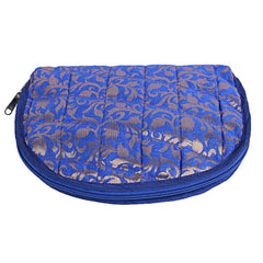 Kuber Industries Embossed Floral Design Cotton Jewellery Kit, Blue, Standard (CTKTC05336)