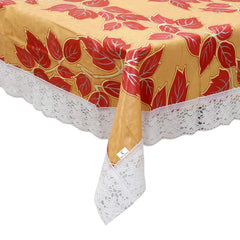 Kuber Industries Leaf Print PVC 6 Seater Dining Table Cover 60"x90",Gold-KUBMART11749