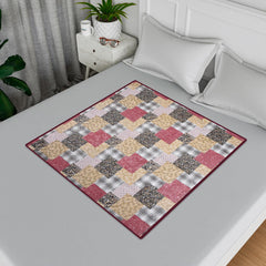 Heart Home Food Mat | Bedsheet Protector for Home | Reversible Bed Server Mat | Barik Flower Mattress Protector for Home | Food Mat for Kids | 92 cm | Black