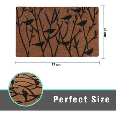 Heart Home Door Mat|Polyethylene Durable & Anti-Slip Natural Birds Print Floor Mat|Rug for Indoor or Outdoor, 30x20 Inch (Brown)