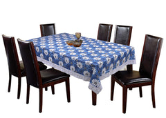 Kuber Industries Dining Table Cover 6 Seater|Table Cloth|Table Cover for Home, Restaurant|Blue