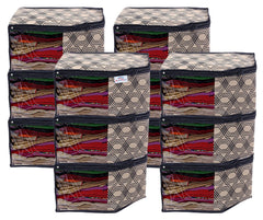 Heart Home Non-Woven Honeycomb Print Foldable Blouse Cover|Clothes Organizer For Home & Traveling With Front Window Extra Large Pack of 12 (Cream)