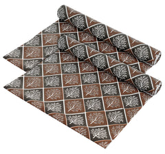 Heart Home Leaf Printed PVC Anti Slip Skid Shelf Mat, 10 Mtr- Pack of 2 (Brown & Black)