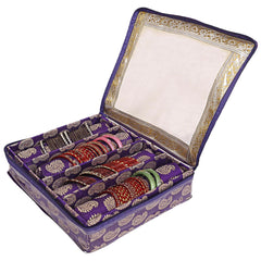 Kuber Industries Multipurpose Carry Design Laminated 4 Rod Bangle Box/Organizer/Case With Tranasparent Top (Purple)-47KM061